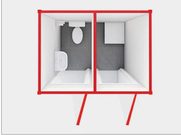 EGE-647 Konteyner Duş-WC Kompakt ve Dayanıklı İhtiyaç Kabini
