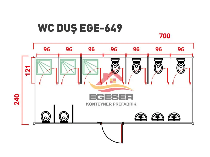 EGE-649 Konteyner WC-Duş İhtiyaç Kabini