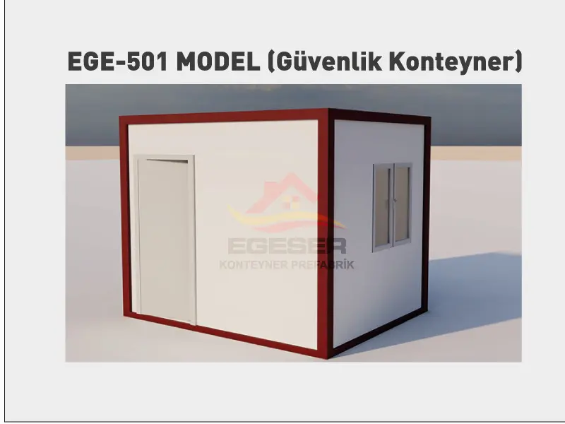 EGE-501 Konteyner Güvenlik Kabini - Egeser Konteyner Prefabrik İzmir üretimi taşınabilir güvenlik konteyneri