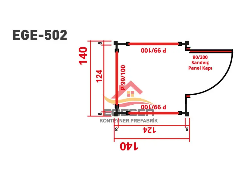 EGE-502 Konteyner Güvenlik Kabini | Egeser Prefabrik İzmir üretimi