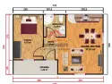 EGE-102 40 m² prefabrik ev banyo WC antre veranda