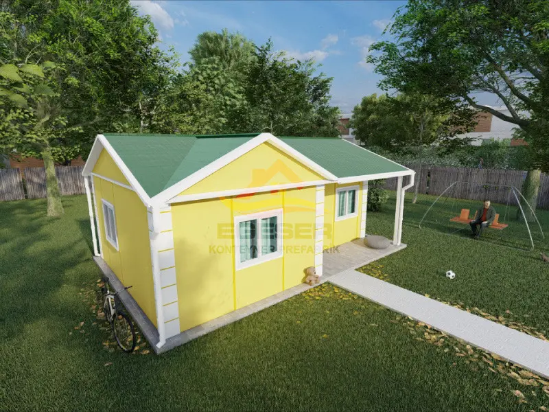 40 m² tek katlı prefabrik ev verandalı model