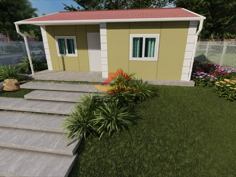 EGE-105 50 m² tek katlı prefabrik ev veranda 4,75 m²