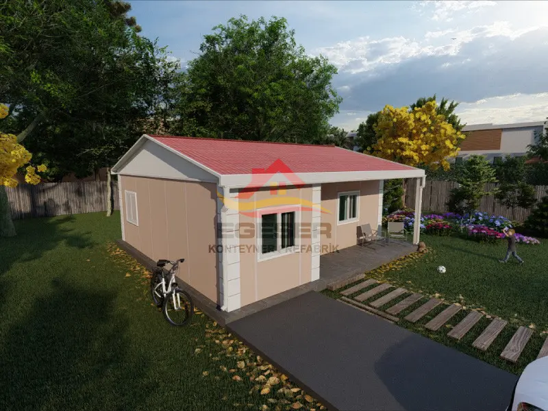 60 m² tek katlı prefabrik ev 2+1 – EGE-109 ön görünüm