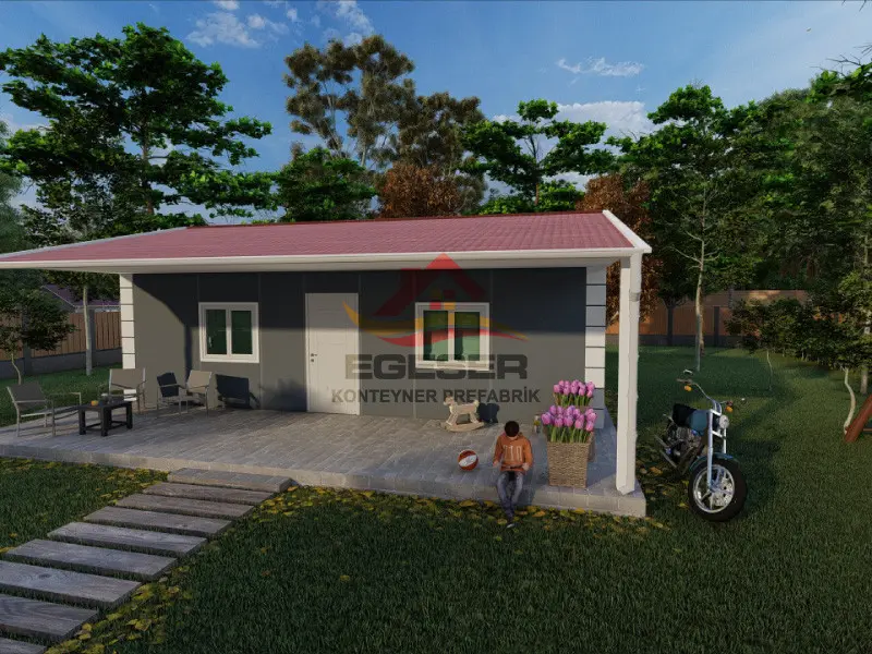 EGE-114 80 m2 prefabrik ev dış görünüm 2