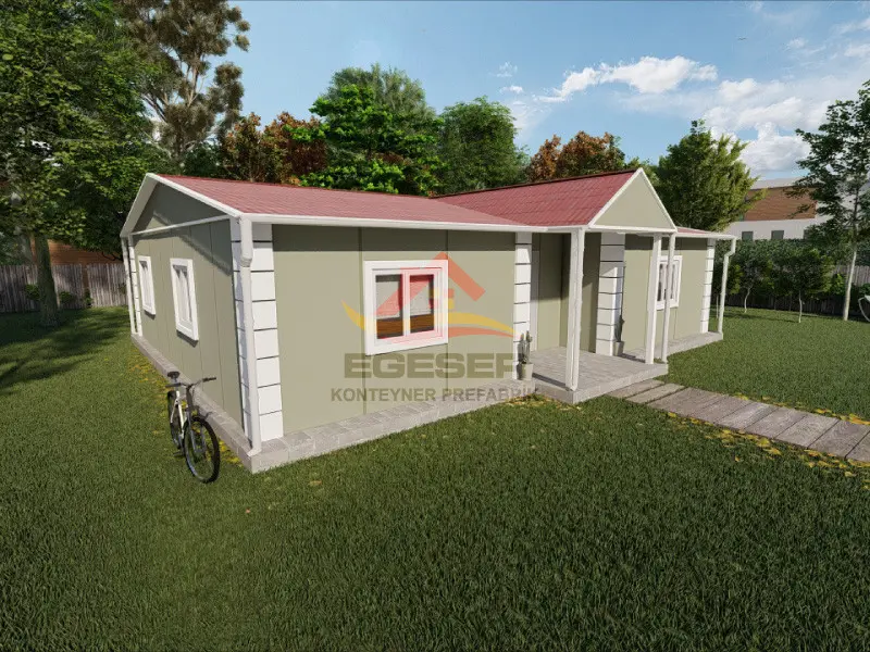 105 m2 tek katlı prefabrik ev EGE-117 farklı açı dış cephe