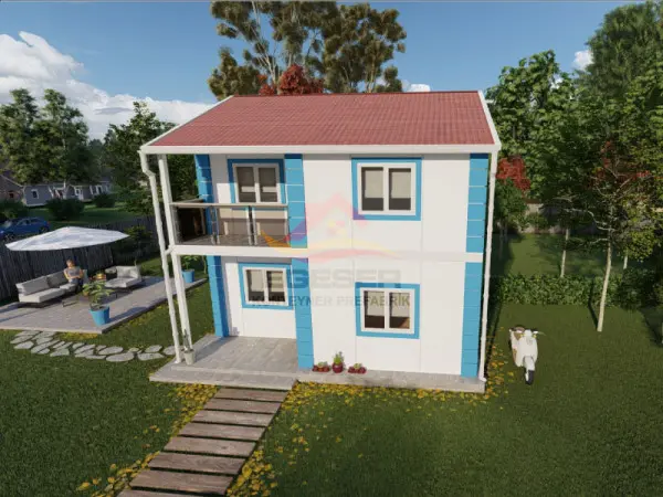 80 m2 dubleks prefabrik ev EGE-200 dis cephe on gorunum