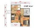 EGE-201 92 m2 dubleks prefabrik ev 2 kat plan yatak odasi 12 m2 10 m2 banyo 6 m2 balkon 4 m2