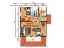 EGE-202 122 m2 dubleks prefabrik ev 1 kat plan yatak odasi 15 m2 10 m2 10 m2 banyo 5 m2 balkon 5 m2