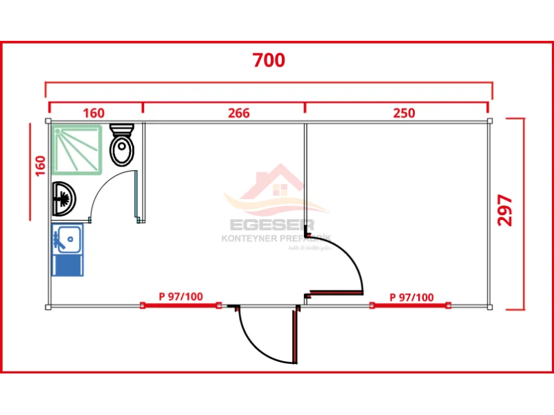 EGE-701 Sandviç Panel Konteyner Modül Ev